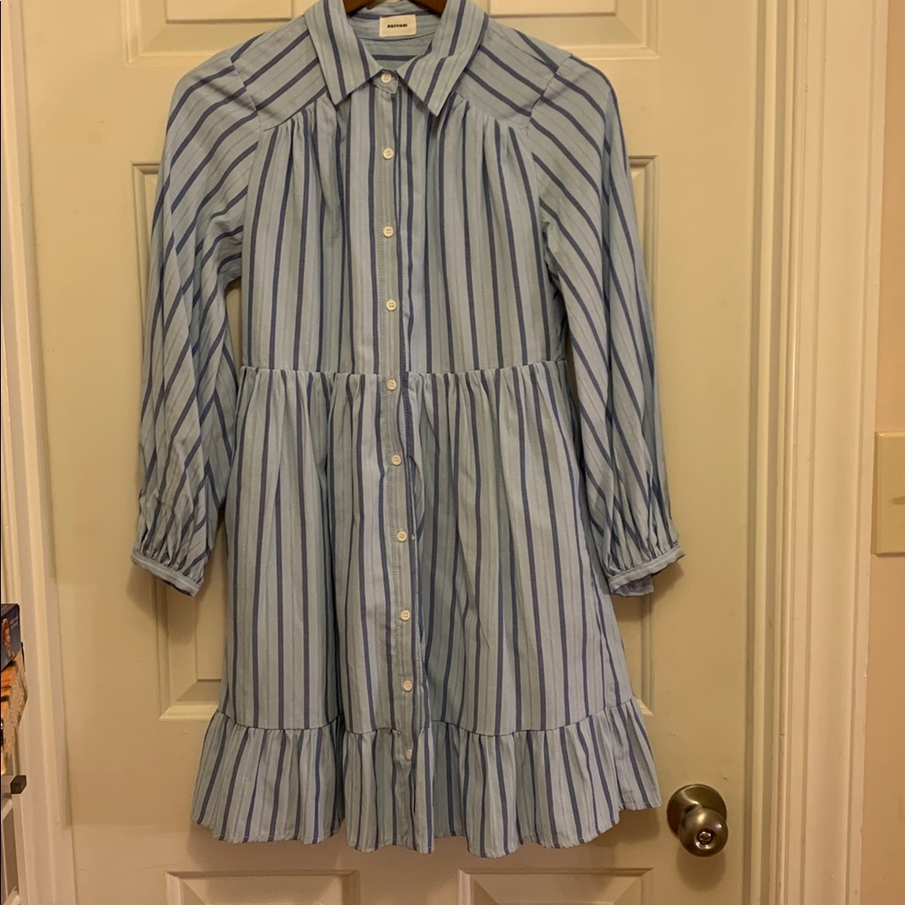 AUREUM Light Blue Striped Shirt dress